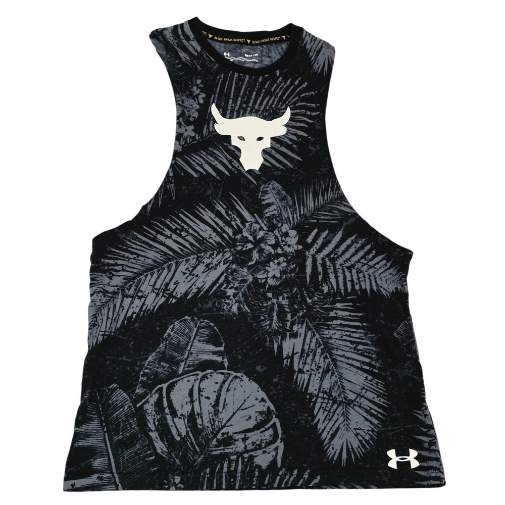 Under Armour Project Rock Tank Top Men's Small HeatGear Brahma Bull Tropical
